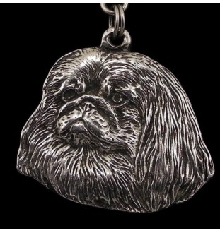 Pékinois - Collier de chien dans une boîte cadeau, médaillon argenté pour fan de chien, pendentif remarquable de la marque Art-Dog