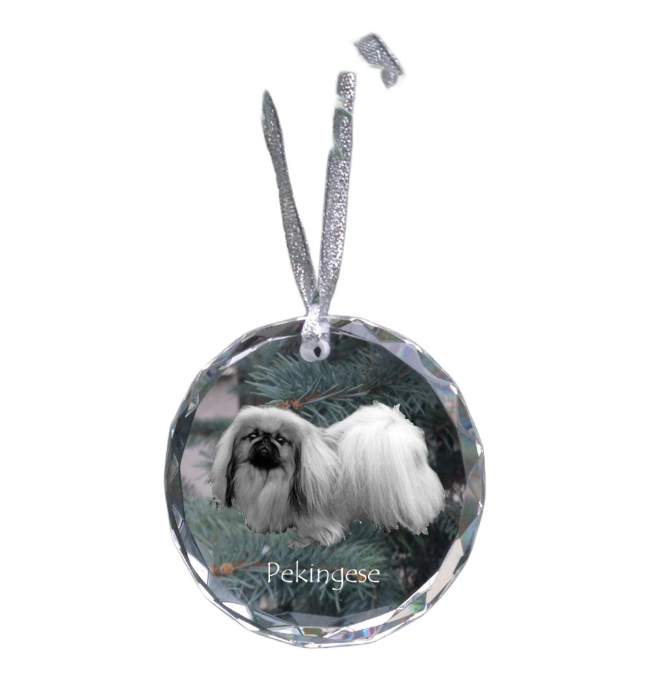 Pékinois - boule de Noël en cristal avec une photo, photo de chien dans le cristal, décoration personnalisée pour sapin de Noël de la marque Art-Dog