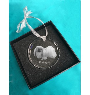 Pékinois - boule de Noël en cristal avec une photo, photo de chien dans le cristal, décoration personnalisée pour sapin de Noël de la marque Art-Dog