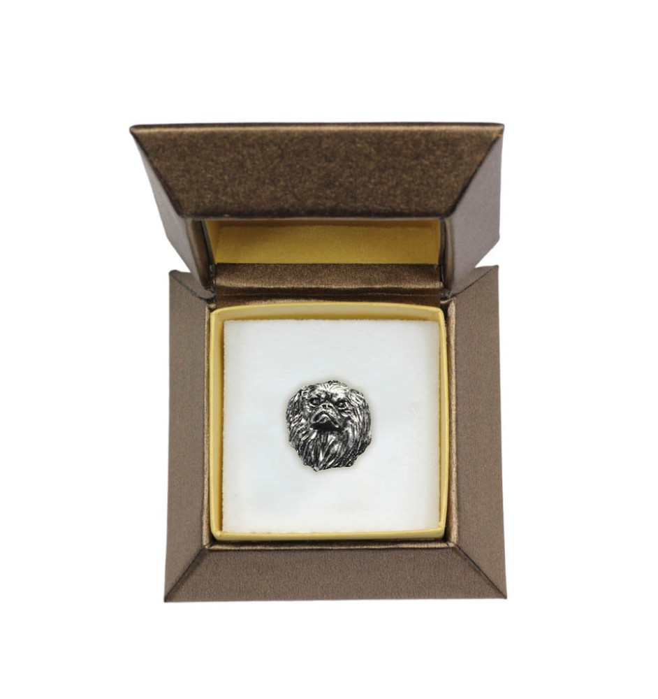 Pekińczyk pin posrebrzony w pudełku Art-Dog