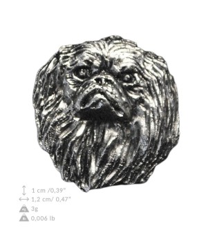Pekingese, Pekinese, Peke - Dog brooch in decorative box, elegant gold-plated pin, Art-Dog brand jacket pin