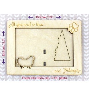 Pekingese, Pekinese, Peking-Palasthund - Fotorahmen, gravierter Holzrahmen, ein schönes Gadget für den Hundeliebhaber von Art-Dog