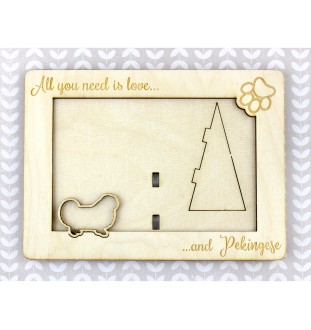 Pekingese, Pekinese, Peke - Photo frame, engraved wooden frame, a lovely gadget for the dog lover by Art-Dog