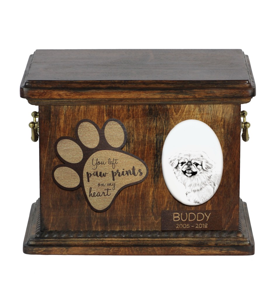 Pekińczyk urna z płytką ceramiczną Art-Dog