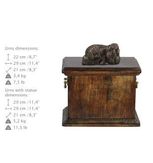 Pékinois - une urne pour les cendres d'un chien, une urne avec une statuette, une urne élégante de style classique de la marque Art-Dog