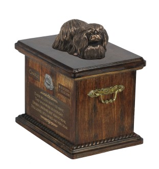 Pekingese, Pekinese, Peke - urn for dog ashes, urn with a statuette, personalized urn for dog ashes by Art-Dog brand