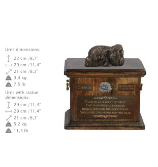 Pekingese, Pekinese, Peke - urn for dog ashes, urn with a statuette, personalized urn for dog ashes by Art-Dog brand