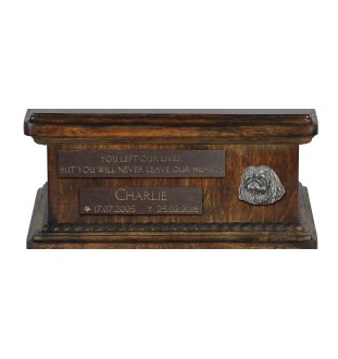 Pékinois - urne pour cendres de chien, urne personnalisée avec une statuette, urne en bois avec un chien de la marque Art-Dog