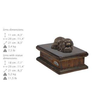 Pékinois - urne pour cendres de chien, urne personnalisée avec une statuette, urne en bois avec un chien de la marque Art-Dog