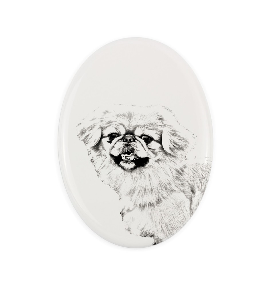 Pekingese, Pekinese, Peke - commemorative plaque with a photo of a dog, tombstone with a print, personalized oval plaque from the Art-Dog brand
