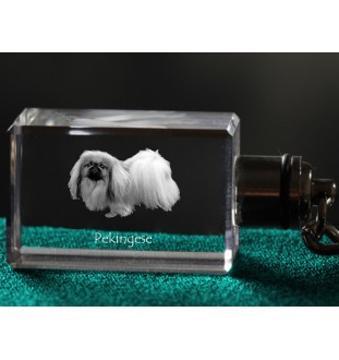 Pekingese, Pekinese, Peke - Crystal key ring with dog photo, illuminated key ring, unique gift by Art-Dog brand