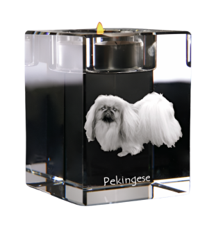 Pekingese, Pekinese, Peking-Palasthund - Kerzenhalter mit Hundefoto, Teelichthalter aus Kristall, personalisiertes Geschenk der Marke Art-Dog