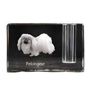 Pekingese, Pekinese, Peking-Palasthund - Stifthalter, Kristallorganizer mit Hundefoto, einzigartige Schreibtischdekoration der Marke Art-Dog