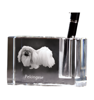Pekingese, Pekinese, Peking-Palasthund - Stifthalter, Kristallorganizer mit Hundefoto, einzigartige Schreibtischdekoration der Marke Art-Dog