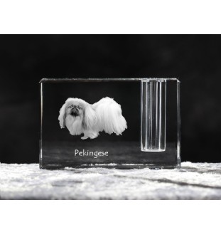 Pekingese, Pekinese, Peking-Palasthund - Stifthalter, Kristallorganizer mit Hundefoto, einzigartige Schreibtischdekoration der Marke Art-Dog