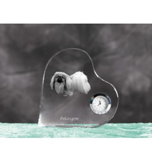 Pekińczyk zegar w kształcie serca z psem Art-Dog