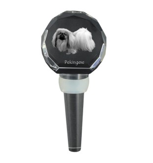 Pekingese, Pekinese, Peke - Crystal bottle stopper, unique wine stopper with photo, personalised gift for sommelier by Art-Dog brand