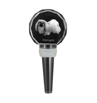Pékinois - Bouchon de bouteille en cristal, bouchon de vin unique avec photo, cadeau personnalisé pour sommelier par la marque Art-Dog