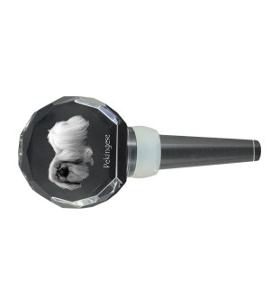 Pékinois - Bouchon de bouteille en cristal, bouchon de vin unique avec photo, cadeau personnalisé pour sommelier par la marque Art-Dog