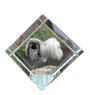 Pekingese, Pekinese, Peking-Palasthund - Kristallwürfel mit Bild, Pferdebild im Kristall, sechseckiger Papierclip der Marke Art-Dog