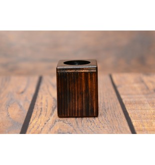 Pekingese, Pekinese, Peke - wooden candle holder with a dog, a unique souvenir after losing a dog, a handicraft from the Art-Dog brand