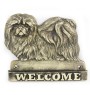 Pékinois - une plaque de porte avec un chien, une plaque de bienvenue en laiton, une enseigne exceptionnelle avec l'inscription Welcome de la marque Art-Dog