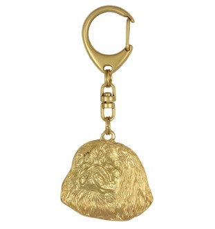 Pekingese, Pekinese, Peke - keychain and necklace with a dog in a box, high-quality gold-plated product, Art-Dog brand