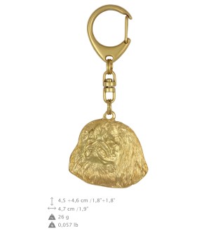 Pekingese, Pekinese, Peke - keychain and necklace with a dog in a box, high-quality gold-plated product, Art-Dog brand