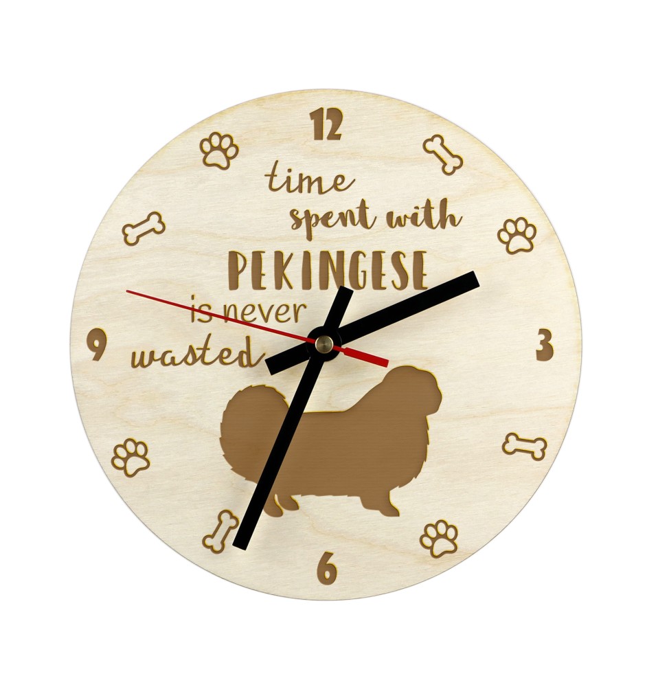 Pekingese, Pekinese, Peking-Palasthund - Hundeuhr, Holzuhr, Wanduhr für Hundefreunde, Tisch- und Regaluhr, Art-Dog
