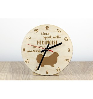 Pekingese, Pekinese, Peke - clock with a dog, wooden clock, wall clock for dog lovers, clock for desk and shelf, Art-Dog