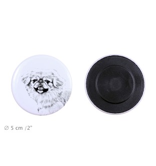 Pekingese, Pekinese, Peking-Palasthund Magnet mit einem Hundepfotenabdruck, außergewöhnlich leicht, starker Magnet, handgefertigtes Produkt der Marke Art-Dog