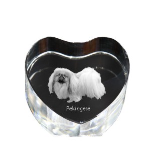 Pékinois - une photo de chien dans un cristal, un cœur en cristal, un cadre photo exceptionnel de la marque Art-Dog