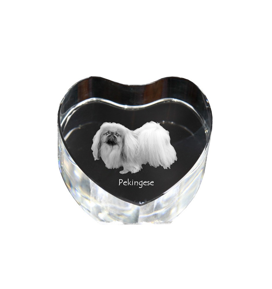 Pékinois - une photo de chien dans un cristal, un cœur en cristal, un cadre photo exceptionnel de la marque Art-Dog