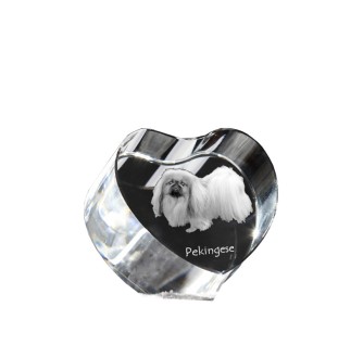 Pekingese, Pekinese, Peke - a photo of a dog in crystal, crystal heart, unique photo frame from the Art-Dog brand