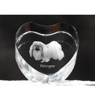 Pekingese, Pekinese, Peking-Palasthund - Hundebild im Kristall, Kristallherz, einzigartiger Bilderrahmen der Marke Art-Dog