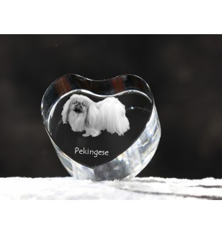 Pékinois - une photo de chien dans un cristal, un cœur en cristal, un cadre photo exceptionnel de la marque Art-Dog