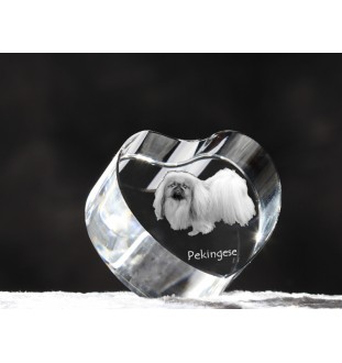 Pékinois - une photo de chien dans un cristal, un cœur en cristal, un cadre photo exceptionnel de la marque Art-Dog