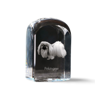 Pekingese, Pekinese, Peke - crystal cube with a photo, photo of a dog in crystal, cubic paperweight from Art-Dog brand