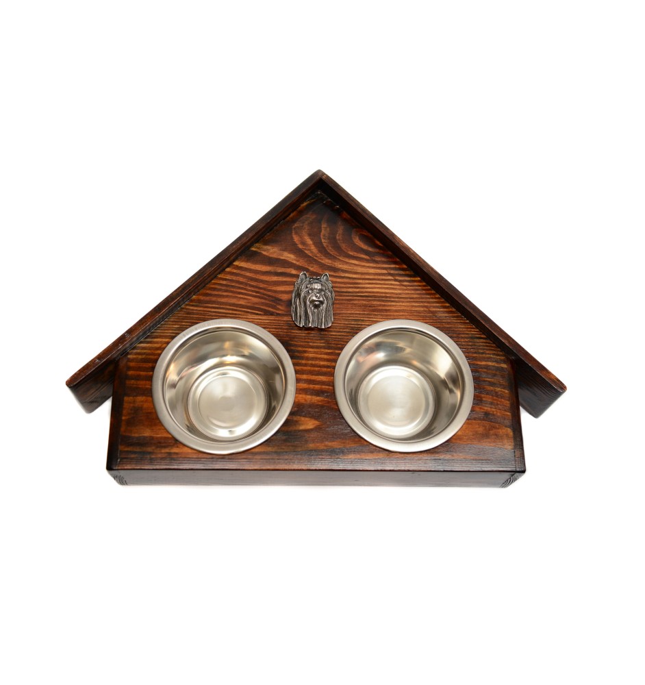 Pékinois - support en bois avec des bols pour chien, bols pour chien décoratifs, cadeau pour l'adoption d'un chien de la marque Art-Dog