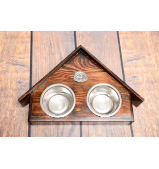 Pékinois - support en bois avec des bols pour chien, bols pour chien décoratifs, cadeau pour l'adoption d'un chien de la marque Art-Dog