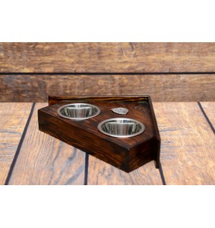 Pekingese, Pekinese, Peke - wooden stand with bowls for a dog, decorative dog bowls, a gift for adopting a dog from the Art-Dog brand