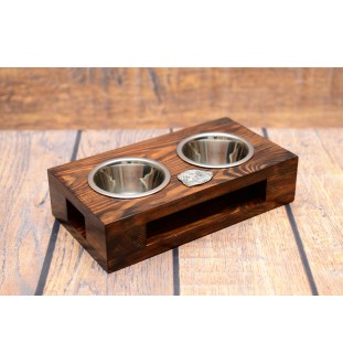 Pékinois - support en bois avec des bols pour chien, bols pour chien en acier, cadeau pour l'adoption d'un chien de la marque Art-Dog