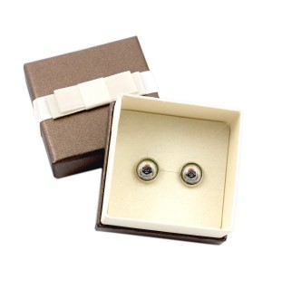 Pékinois - boucles d'oreilles dans une boîte, votre photo, bijoux faits à la main, produit de la marque Art-Dog.