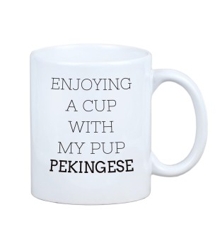 Pékinois - tasse avec une photo et un motif de chien géométrique Art-Dog