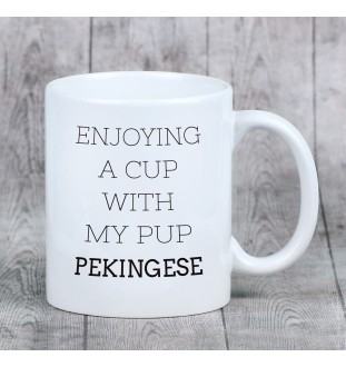 Pékinois - tasse avec une photo et un motif de chien géométrique Art-Dog