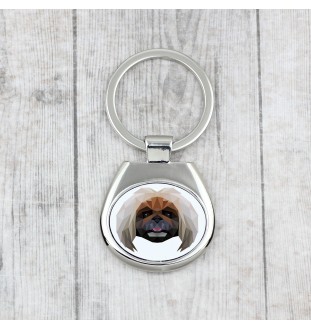 Pékinois - porte-clés géométrique avec photo et inscription Art-Dog
