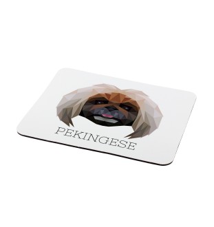 Pékinois - tapis de souris géométrique avec photo et inscription Art-Dog
