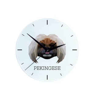 Pekingese, Pekinese, Peke - geometric wall clock with a picture and the brand name Art-Dog