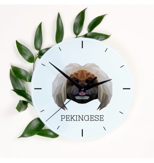 Pekingese, Pekinese, Peke - geometric wall clock with a picture and the brand name Art-Dog