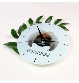 Pekingese, Pekinese, Peke - geometric wall clock with a picture and the brand name Art-Dog